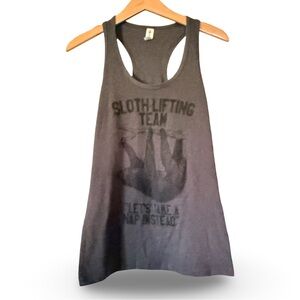 Sloth Lifting Team Tank Top Sz M Grey